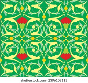 Vector illustration for nice floral ornament pattern. with a green background. Suitable for use in frames, calligraphy, invitation cards, backgrounds, mosque decorations, etc