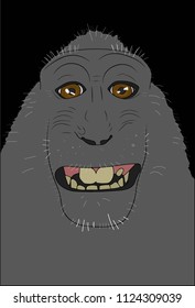 vector illustration. nice gorilla in black background