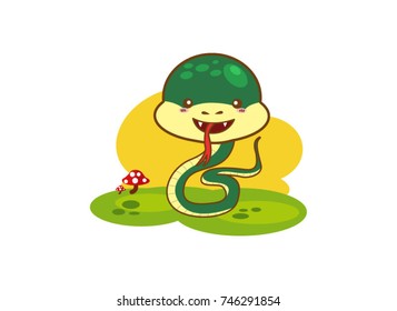 Vector illustration of the nice green snake