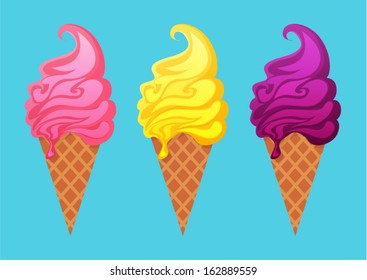 Vector illustration of nice ice cream in a cone