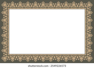 Vector illustration of nice rectangular border frame design. Elements in arabic style, border frame. Decorative embellishments for calligraphy borders, cards, certificates