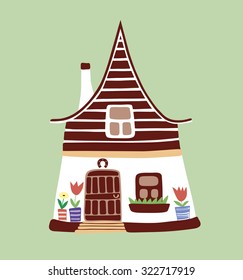 Vector illustration of nice rustic house