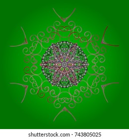Vector illustration. Vector nice snowflakes on colorful background. Flat design.