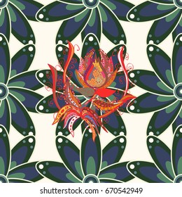 Vector illustration. In nice textile style on colorful background. Floral seamless pattern with watercolor flowers.