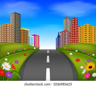 vector illustration of a nice view of a city with tall building