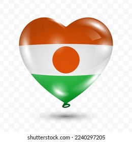 Vector illustration of a Niger country love balloon on transparent background (PNG). Flying love balloons for Independence Day celebration.