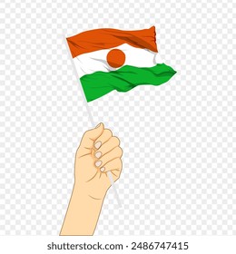 Vector illustration of Niger flag in hand on transparent background