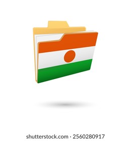 Vector illustration of Niger flag isolated in file folder on white background.