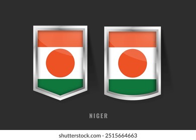 Ilustración vectorial del logotipo de la etiqueta de NÍGER. Signo de insignia de NÍGER con bandera de NÍGER, Níger. Plantilla de Anuncios de Etiqueta de Producto.