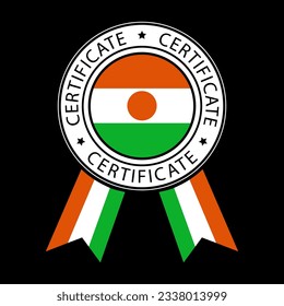 Vector illustration of Niger ribbon certificate on black background.