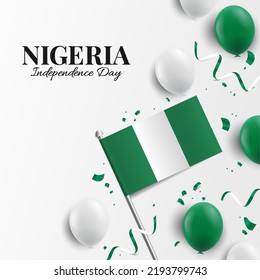 Vector Illustration of  Nigeria Independence Day. Background with balloons, flags
