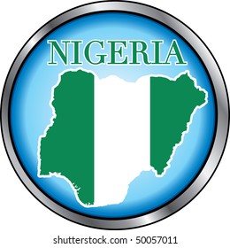 Vector Illustration for Nigeria, Round Button.