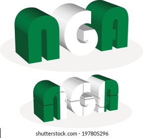 Vector illustration of Nigerian Flag in puzzle isolated on white background