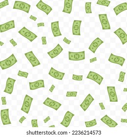 Vector illustration of Nigerian Naira currency. Flying green banknotes on a transparent background (PNG).