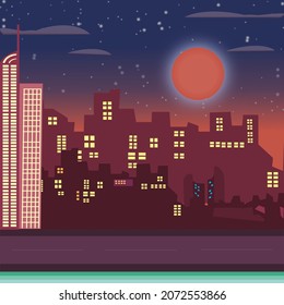 vector illustration of night city