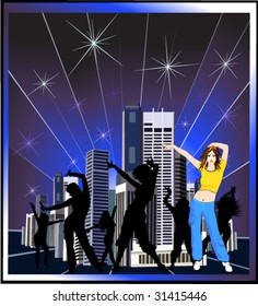 vector illustration of night city