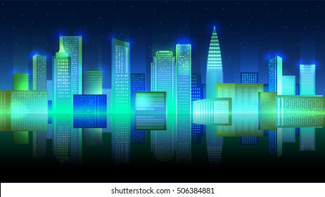 Vector illustration of night city