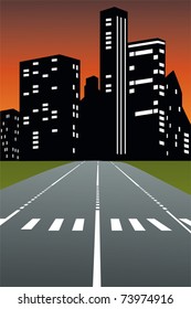 Vector illustration of night city