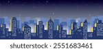Vector illustration of the night city. Cityscape vector art.