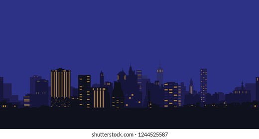 夜 街並み シルエット のイラスト素材 画像 ベクター画像 Shutterstock