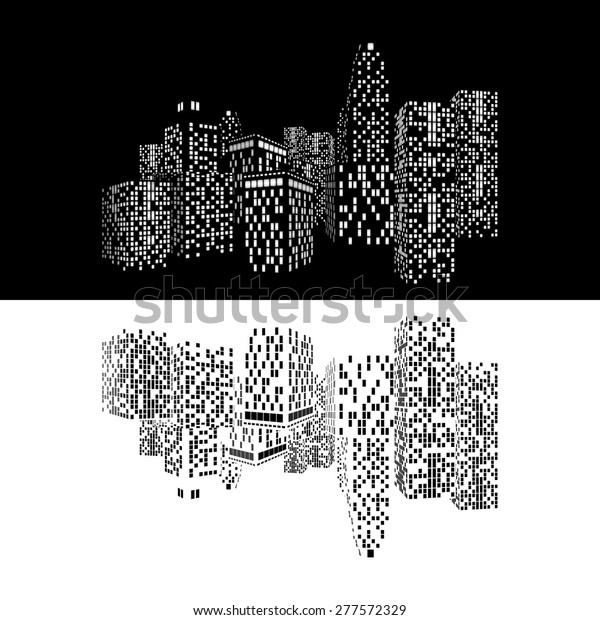 Vector Illustration Night City Lights Black Stock Vector (Royalty Free