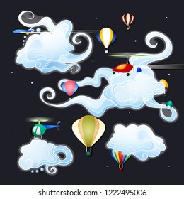 Vector Illustration. Night Flights. Flat style