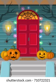 Vector illustration of a night halloween! Decorations for a holiday.