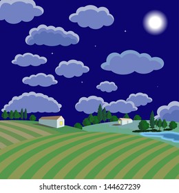 Vector illustration night landscape