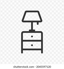 Ilustración vectorial del icono de la mesa de luz nocturna en color oscuro y fondo transparente (png).