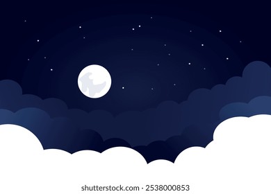 ilustração vetorial da lua noturna no céu escuro