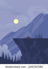 vector illustration of night mountain view