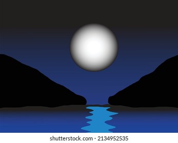 Vector illustration of Night on the lake