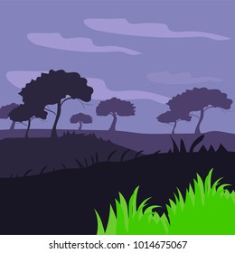 Vector illustration of a night in the savannah