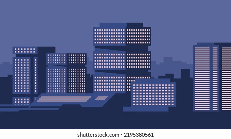 Escena nocturna de ilustración vectorial. Antecedentes abstractos de los negocios financieros. Ilustración abstracta moderna con metrópolis colorida para el diseño de pancartas.