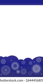 Vector illustration of fireworks.　Summer night sky background.
