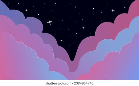 vector illustration. night sky, clouds with gradient.
background for text, advertising, postcard