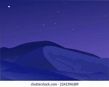 Vector illustration night sky at the desert.