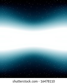 Vector illustration of a night sky full of stars. Universe theme with white copy space stripe in the middle.