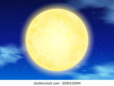 Vector illustration of night sky and full moon (background)