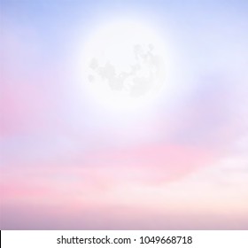 Vector illustration of night sky with the moon fantasy background and pastel color.