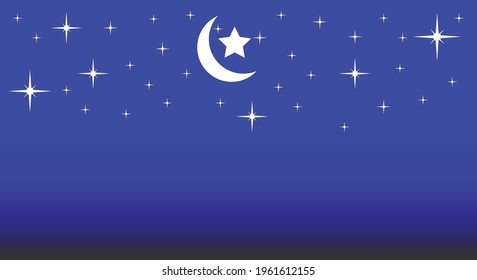 Vector illustration of Night Sky, theme background, greeting card, baner, social media post, ramadhan
