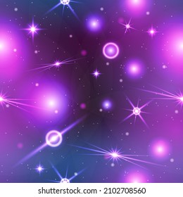 Vector illustration with night starry sky and Milky Way. Space dark background with fragment of our galaxy