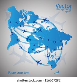 Vector illustration night travel world map