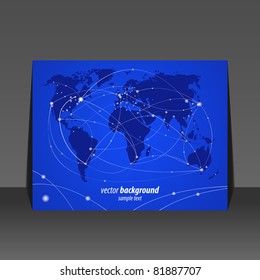 Vector illustration night travel world map flyer design