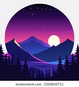 ilustración vectorial de la vista nocturna
