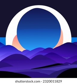 vector illustration of night view cartoon