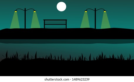 Vector illustration of night view silhouette