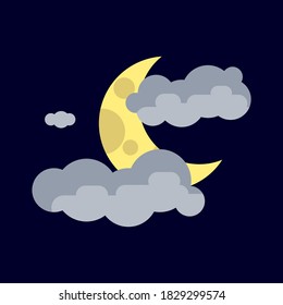Vector illustration of night weather. Partly cloudy vector good for app icon, web design, mobile app