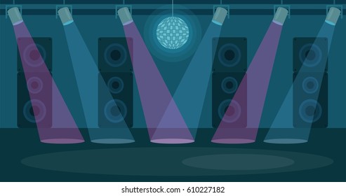 Vector illustration of  Nightclub. Dance floor in flat style design. Party disco, music and nightlife