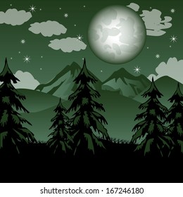 Vector illustration to nights in mountain.Mountain landscape